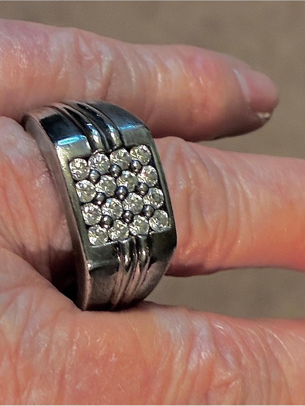 Vintage Sterling 925 Men's Beautiful Crystal Ring - Silver